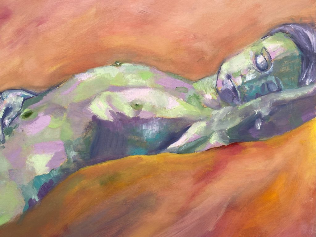 Portretschilderen blauwgroen