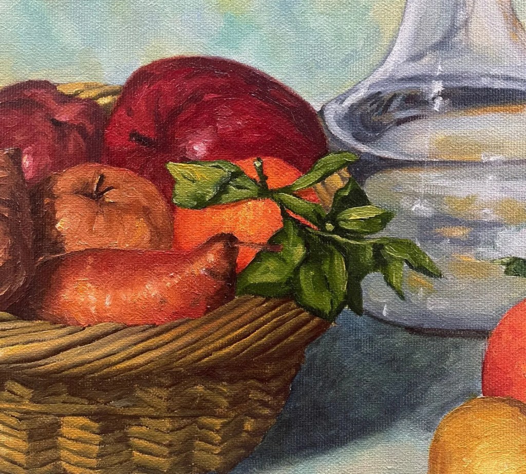 Oil painting still life closeup