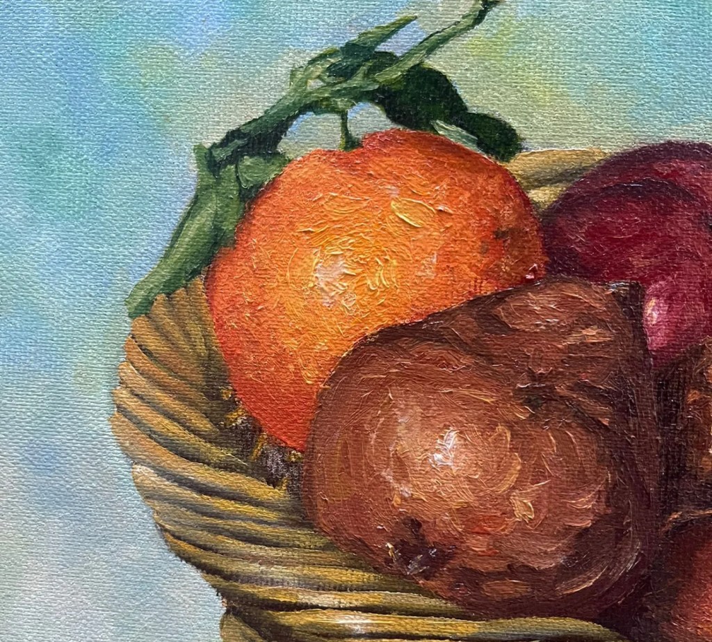 Oil painting still life closeup