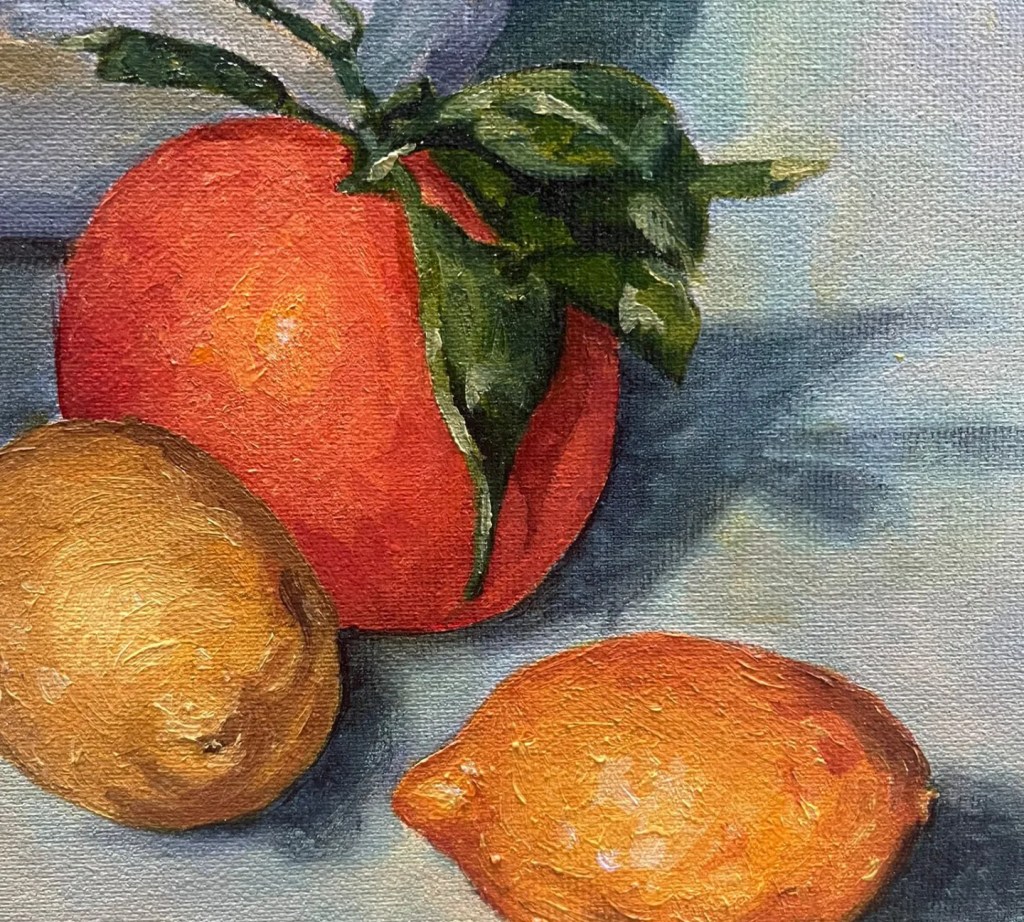 Oil painting still life closeup
