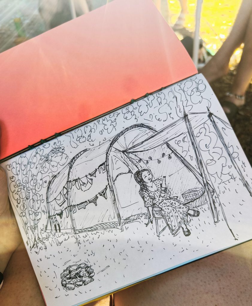 Travel drawing camping girl